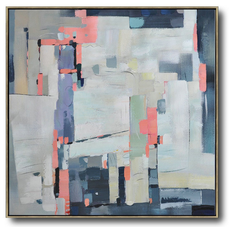 Large Abstract Painting Canvas Art,Oversized Contemporary Art,Hand Painted Original Art,Pink,Grey,Purple,Dark Blue.etc